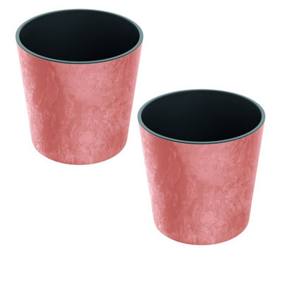 Pink - Set of 1 Tubus Low Washed Up Look Flower Pot 250mm