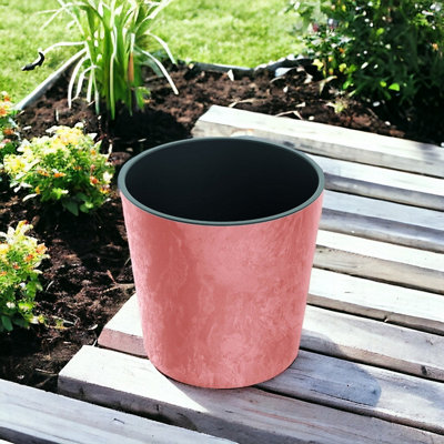 Pink - Set of 1 Tubus Low Washed Up Look Flower Pot 250mm
