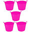 Pink Set Of 5 Plastic Flexi Tub Storage Bucket 42L Builders Garden Horse Feed Trug Laundry Toy