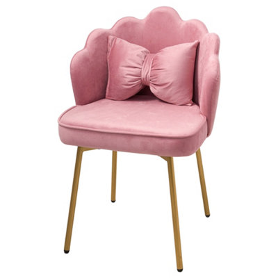 Pink Shell-Back Dressing Table Chair with Adjustable Feet, 45cm W x ...
