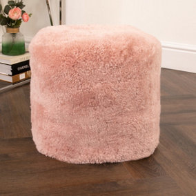 Pink Short Pile Sheepskin Pouf Cover