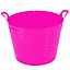 Pink Single Plastic Flexi Tub Storage Bucket 42L Builders Garden Horse Feed Trug Laundry Toy