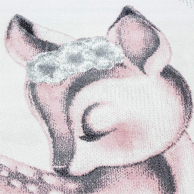 Pink Sleeping Fawn Kids Circle Rug - Bambi - 120cm