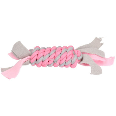 Pink Small Dog Puppy Fleecy Rope Coil Play Toy Great For Teeth & Gums