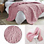 Pink Soft Handwoven Knitted Chenille Blanket for Couch and Bed 100cm L x 80cm W