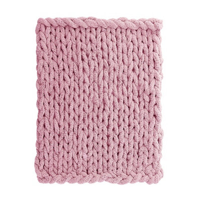 Pink Soft Handwoven Knitted Chenille Blanket for Couch and Bed 150cm L x 100cm W