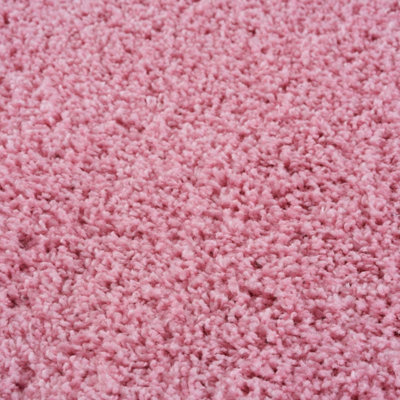 Pink Soft Plain Design Fluffy Shaggy Rugs and Runners High Pile Living ...