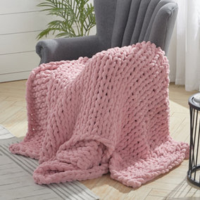 Pink Soft Warm Blanket Fluffy Throws for Sofa Bed 1500mm(L)