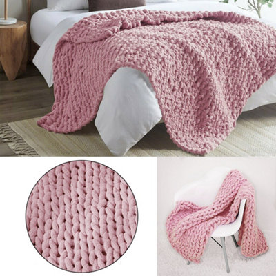 Pink Soft Warm Blanket Fluffy Throws for Sofa Bed 1500mm(L)