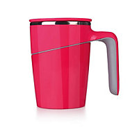 Pink Spill Resistant Mug - Non-Tip Vacuum Cup with Stainless Steel Double Walled Insulated Interior & Fitted Lid - 450ml Capacity