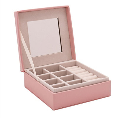 Pink Square Jewellery Box with Lift Up Lid