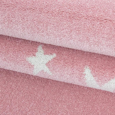 Pink Stars Kids Circle Rug - Bambi - 160cm