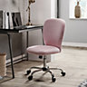 Pink Super Comfy Plush Office Chair with Wheels No Arms