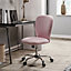 Pink Super Comfy Plush Office Chair with Wheels No Arms
