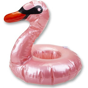 Pink Swan Drink Holder Pool Inflatable