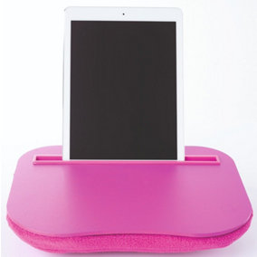 Pink Tablet Lap Desk - Device Holder with Microbead Filling & Angled Slot for Tablets, Phones & E-Readers - H4 x W30 x D25cm