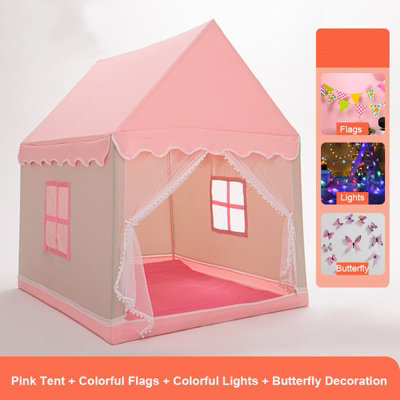 Pink Tent with Decorative New Playhouse Boys Girls Portable