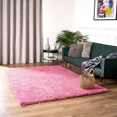 Pink Thick Shaggy Rug - California - 60x110cm (2'x3'7