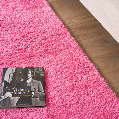 Pink Thick Shaggy Rug - California - 60x110cm (2'x3'7