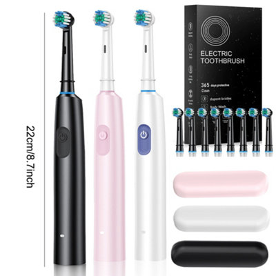 Pink Toothbrush Electric Rechargeable Pro Rotating Brush Timer Modes Usb
