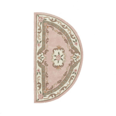 Pink Traditional Wool Rug, 25mm Thickness Floral Handmade Rug, Pink Rug ...