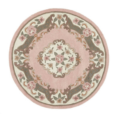 Pink Traditional Wool Rug, 25mm Thickness Floral Handmade Rug, Pink Rug for Living Room, & Dining Room-67cm X 210cm (Runner)