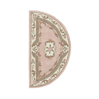 Pink Traditional Wool Rug, 25mm Thickness Floral Handmade Rug, Pink Rug for Living Room, & Dining Room-75cm X 150cm