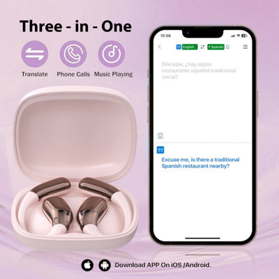 Pink Translation Earbuds Real Time, Translator Earbuds 144 Languages ...