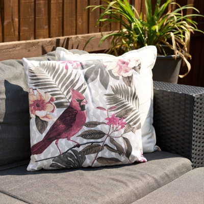 Pink Tropical Birds Outdoor Garden Cushion 42 x 42cm DIY at B&Q