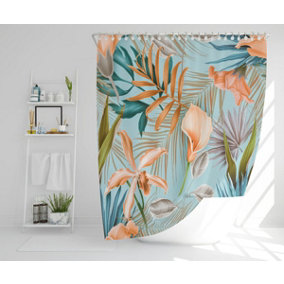 Pink Tropical Flowers (Shower Curtain) / Default Title