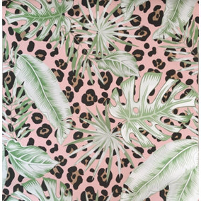 Pink Tropical Leopard Skin Wallpaper