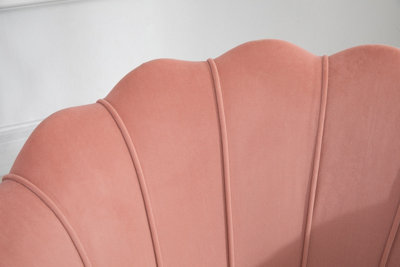 Pink Velvet Armchair Birlea Ariel Easy Accent Coral Fabric Gold Vintage Design