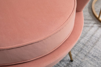 Pink Velvet Armchair Birlea Ariel Easy Accent Coral Fabric Gold Vintage Design