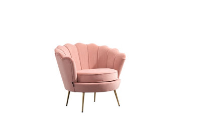 Pink Velvet Armchair Birlea Ariel Easy Accent Coral Fabric Gold Vintage Design