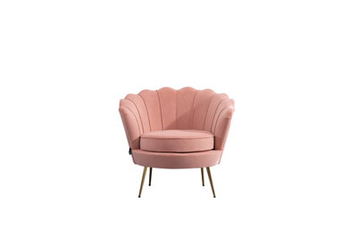 Pink Velvet Armchair Birlea Ariel Easy Accent Coral Fabric Gold Vintage Design