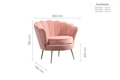 Pink Velvet Armchair Birlea Ariel Easy Accent Coral Fabric Gold Vintage Design