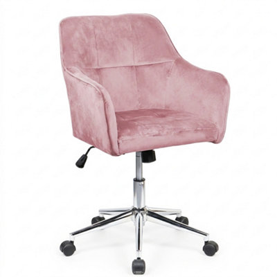Pink Velvet Office Chair Swivel Desk Chair with Wheels & Adjustable Height