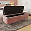 Pink Velvet Ottoman Storage Bench With Brass Style Legs