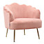 Pink Velvet Shell Accent Chair with Metallic Legs