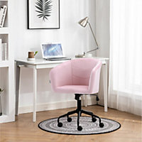 Pink Velvet Swivel Ergonomic Home Office Chair