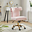 Pink Velvet Swivel Task Office Chair with Nailed Trim