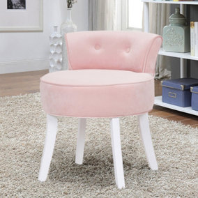 Pink Velvet Upholstered Low Back Vanity Stool Dressing Table Stool