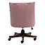 Pink Velvet Wide Buttoned Back Office Chair with 5 Claw Wood Legs