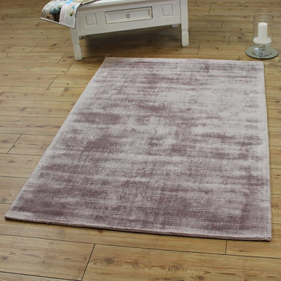 Pink Viscose Easy to clean Plain Handmade , Luxurious , Modern Rug for ...