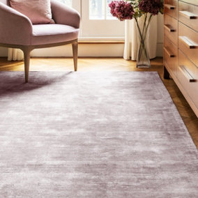 Pink Viscose Easy to clean Plain Handmade , Luxurious , Modern Rug for Living Room, Bedroom - 66 X 240 (Runner)