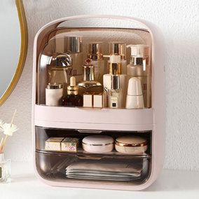 Pink Waterproof Makeup Organizer Display Box with Lid 26cm W x 18cm D x 36cm H