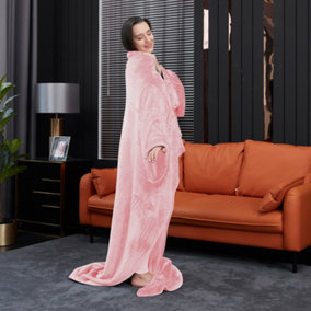 Pink Wearable Super Soft Lounge Blanket