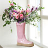 Pink Wellington Hallway Room Table Decor Boot Planter Flower Vase
