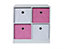 Pink & White 4 Cube Children's Kids Bedroom Storage Unit