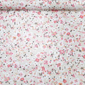 Pink White Floral Wallpaper Hand Painted Effect Quality Paste The Wall Vinyl